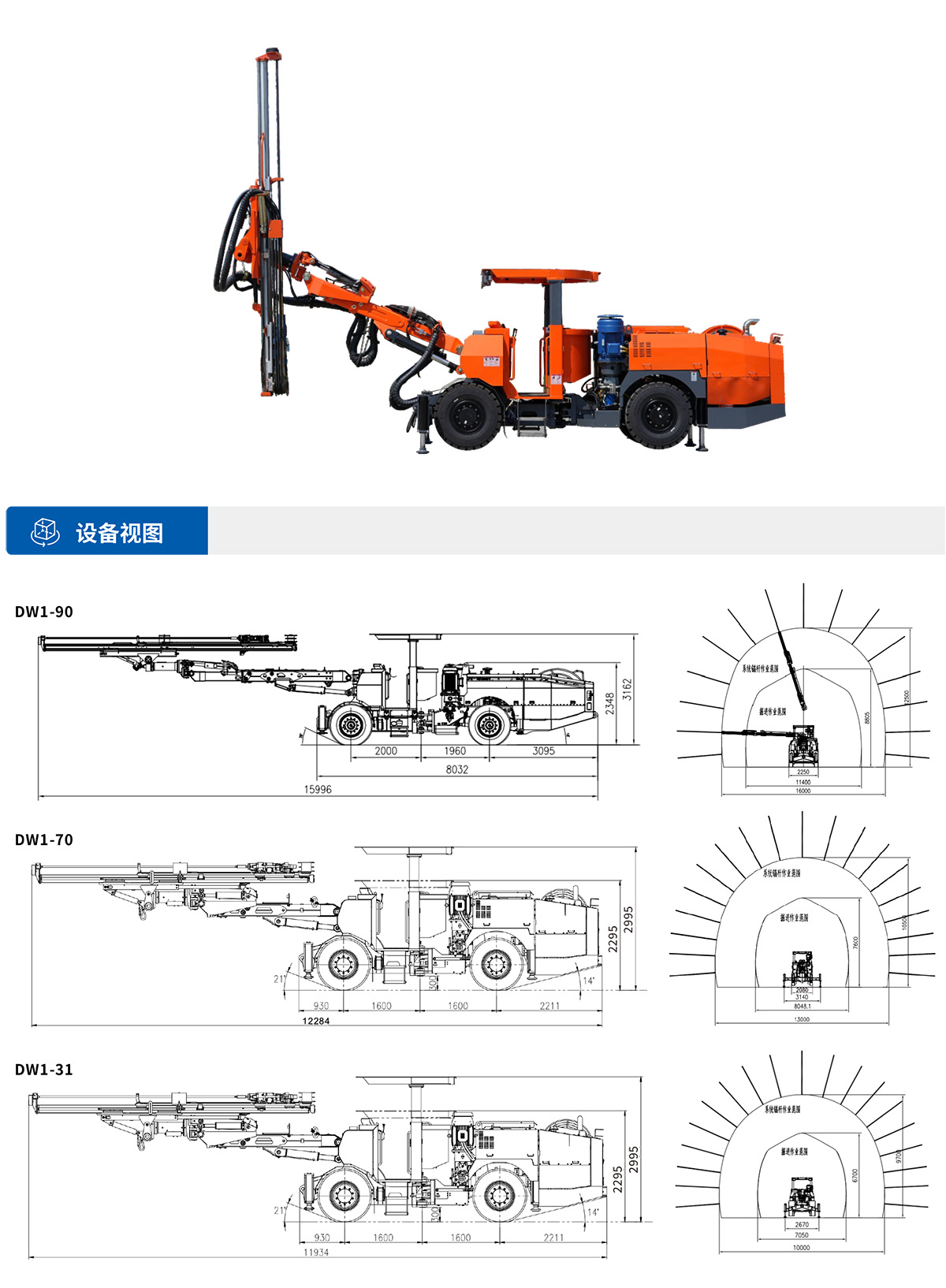 單臂掘進(jìn)鑿巖臺(tái)車設(shè)備視圖