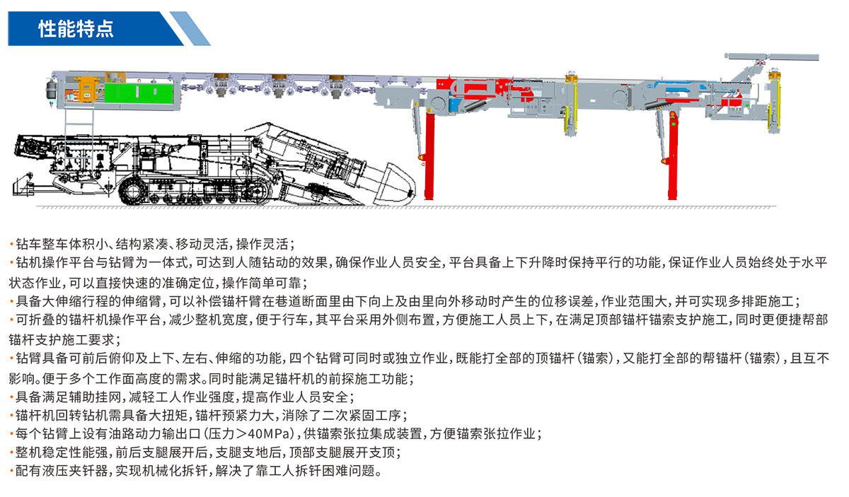 單軌液壓錨桿鉆車性能特點